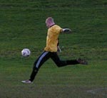 Simma's drop goal kick during the heavy defeat away to Sportman's Arms.