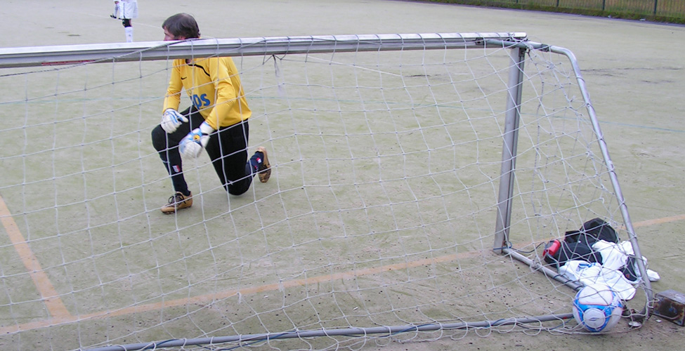 Ian Tench, one of the top goalkeepers in the League, had to pick the same ball out five times.