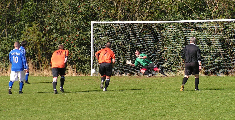 Gourlay fires in his penalty after a successful Pearson dive.