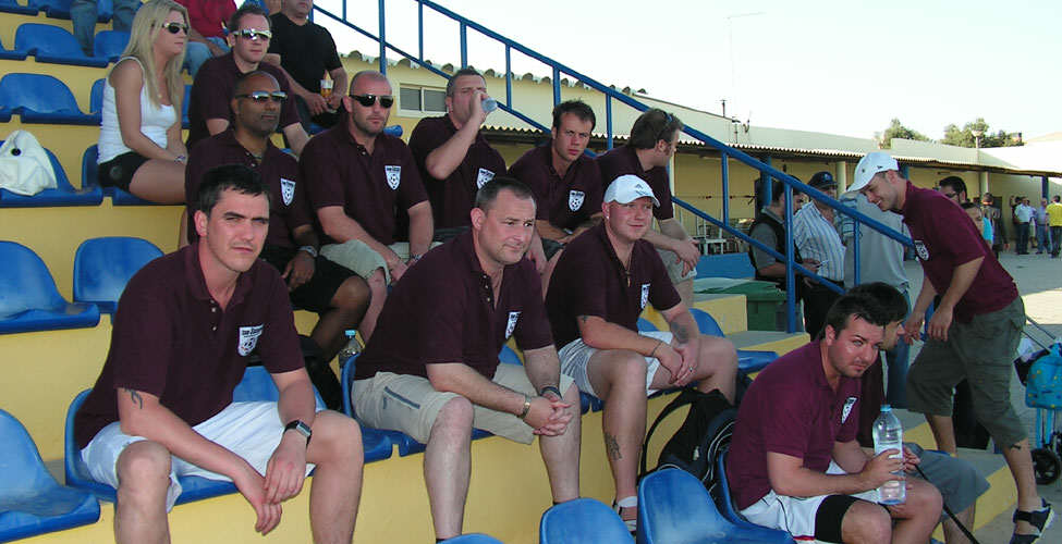 The squad relax before the game to watch Ferreiras first team in action.