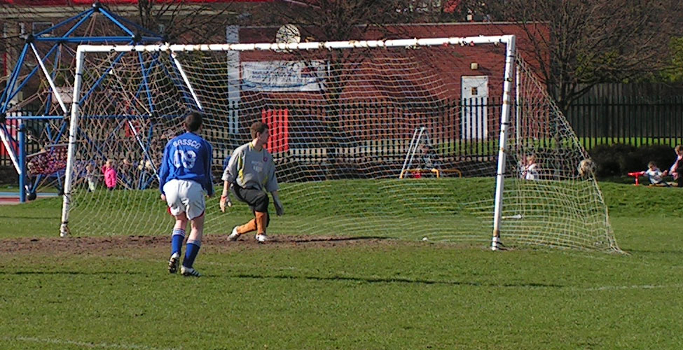 Gourlay's free-kick nestles into the back of the net.