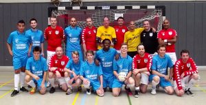 The entire Futsal Lions and Sassco squad before the game.